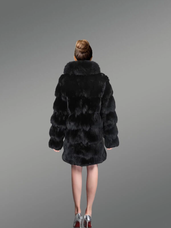 Women’s Mid Length Fox Fur coat with Fox Fur Collar - Image 3