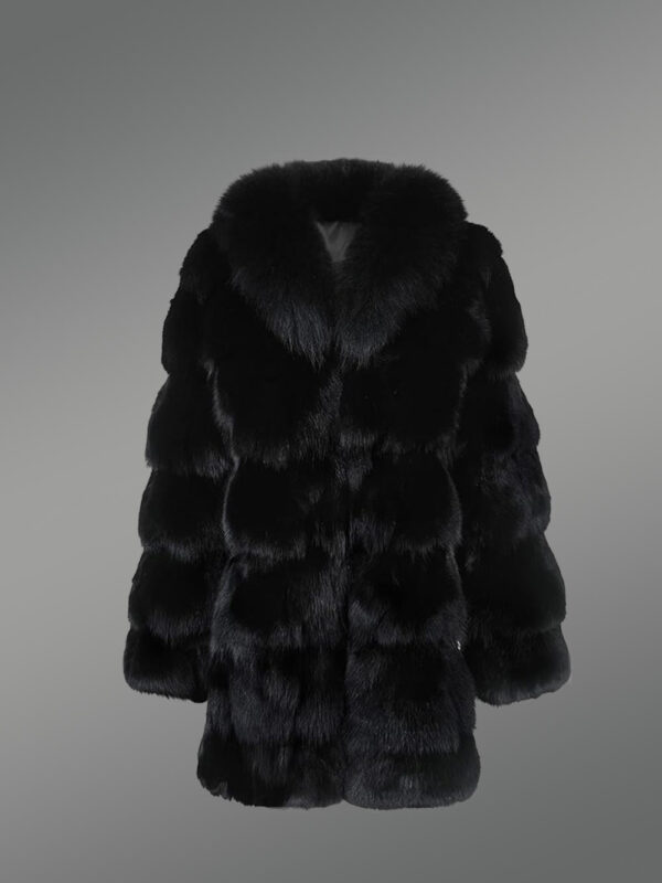 Women’s Mid Length Fox Fur coat with Fox Fur Collar - Image 4