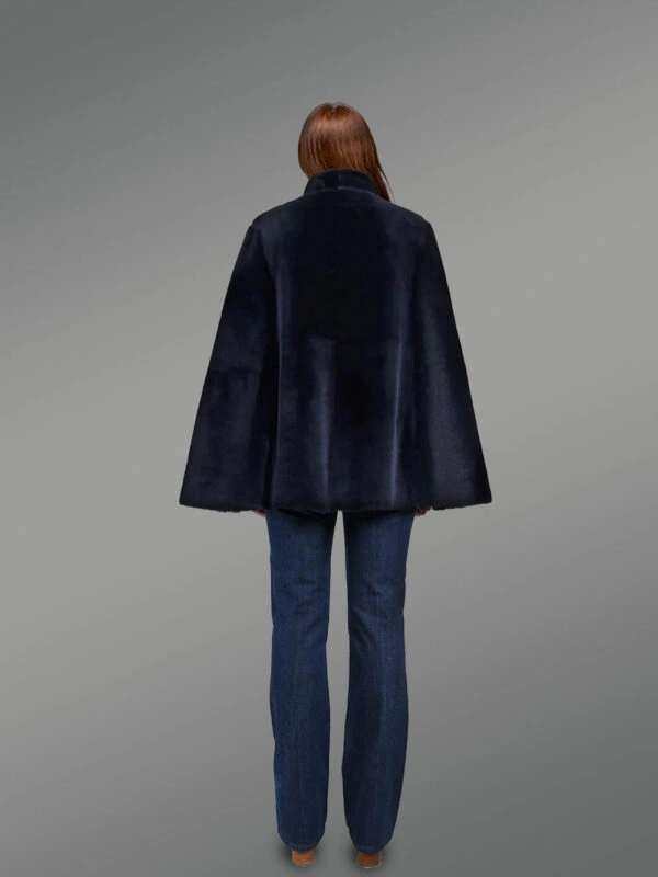 Sheepskin coat in Navy Mouton Finish - Image 5