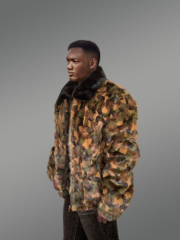 Mens Mink Fur Camo Jacket to Look Hip and Happening - Image 5