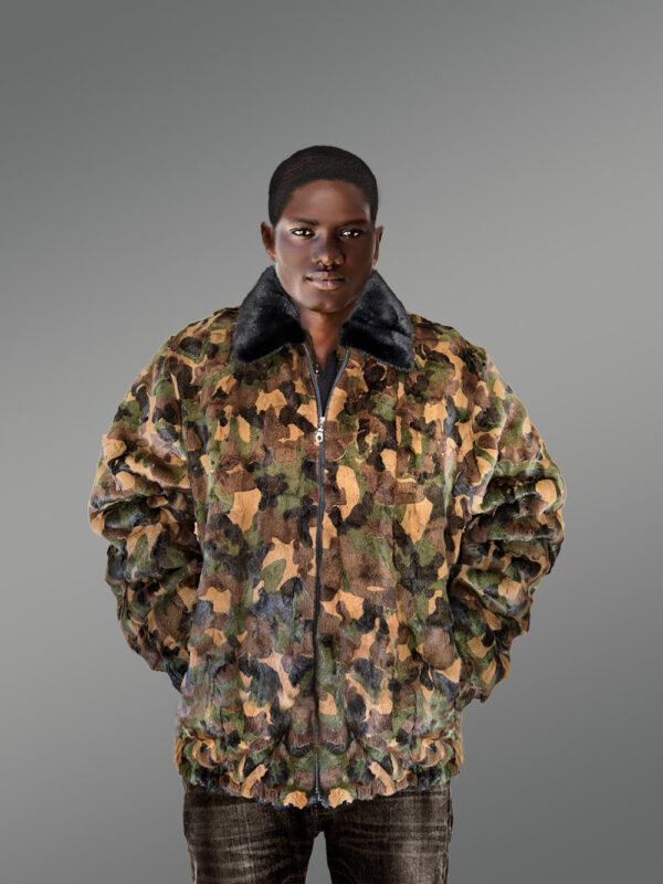 Mens Mink Fur Camo Jacket to Look Hip and Happening - Image 2