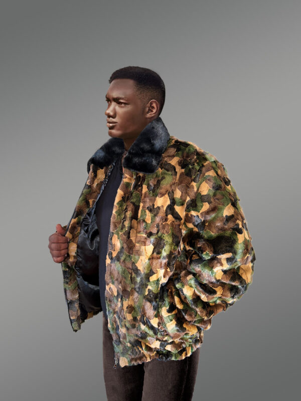 Mens Mink Fur Camo Jacket to Look Hip and Happening - Image 4