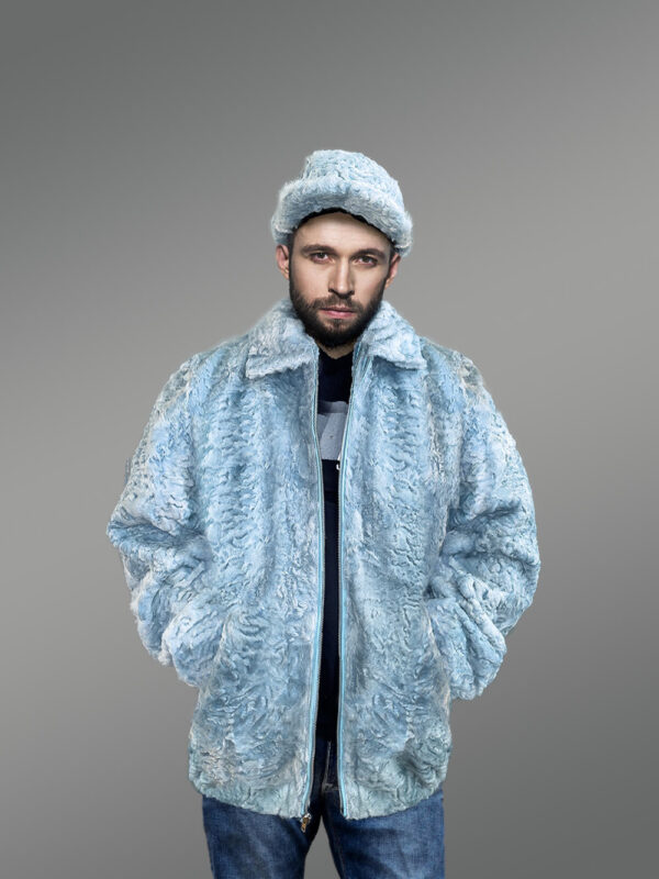 Persian Lamb Bomber Jacket with Hat - Image 3
