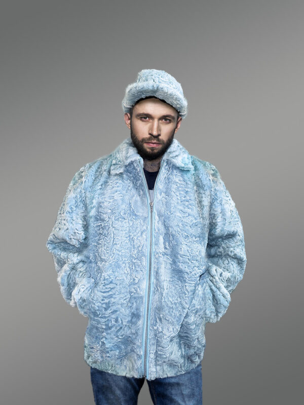 Persian Lamb Bomber Jacket with Hat - Image 2
