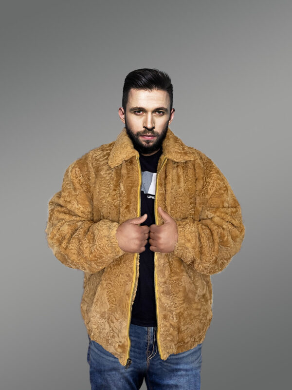 Persian Lamb Jacket With Hat In Yellow – A Smart Choice for Winter - Image 4