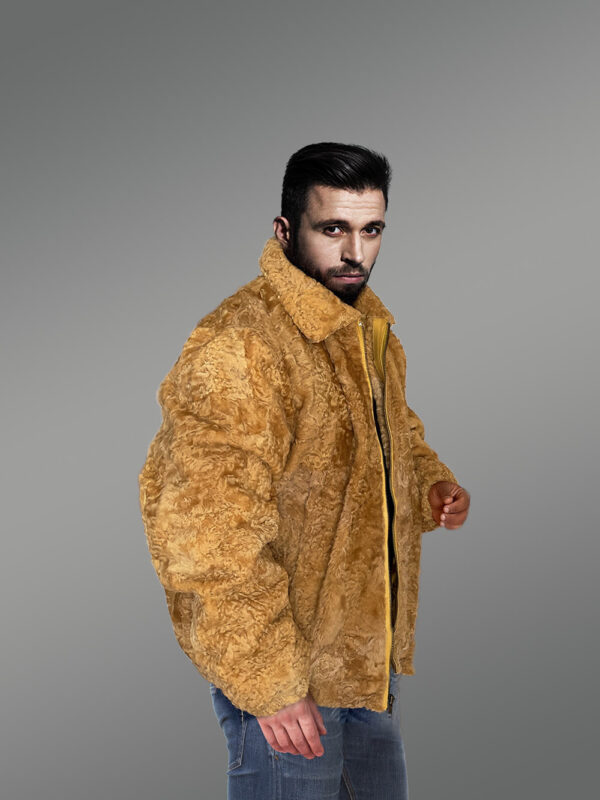 Persian Lamb Jacket With Hat In Yellow – A Smart Choice for Winter - Image 3