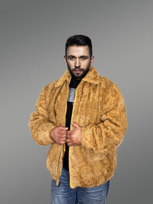 Persian Lamb Jacket With Hat In Yellow – A Smart Choice for Winter - Image 2