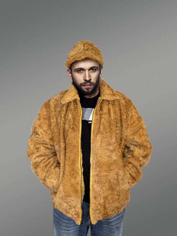 Persian Lamb Jacket With Hat In Yellow – A Smart Choice for Winter
