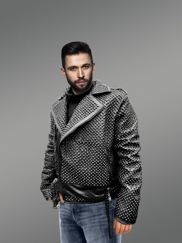 Mens studded leather jacket with trendy looks & top-notch features - Image 3