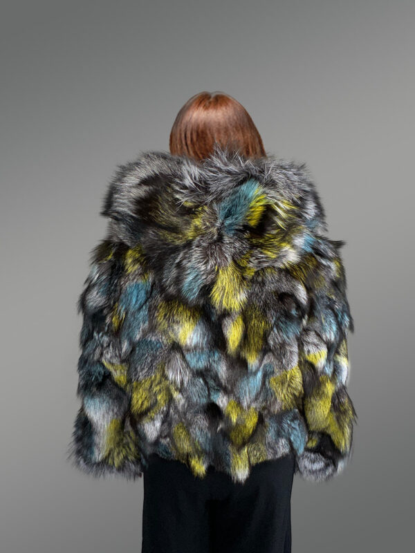 Hooded Silver Fox Crop Jacket with Captivating Looks - Image 7