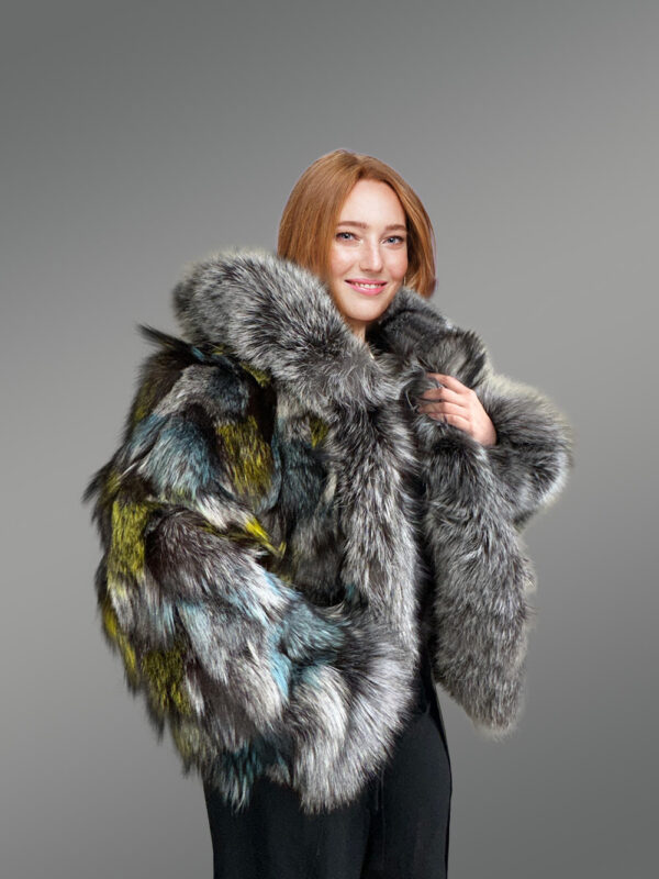 Hooded Silver Fox Crop Jacket with Captivating Looks - Image 5