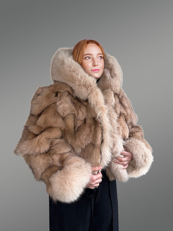 Womens Fox Fur Crop Jacket to Look Simply Sophisticated - Image 4