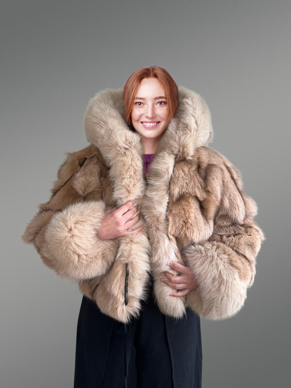 Womens Fox Fur Crop Jacket to Look Simply Sophisticated - Image 3