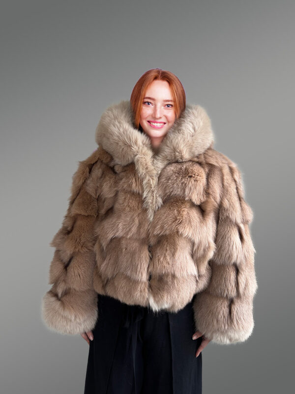 Womens Fox Fur Crop Jacket to Look Simply Sophisticated - Image 7