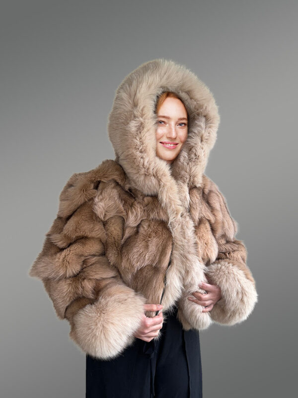Womens Fox Fur Crop Jacket to Look Simply Sophisticated - Image 5