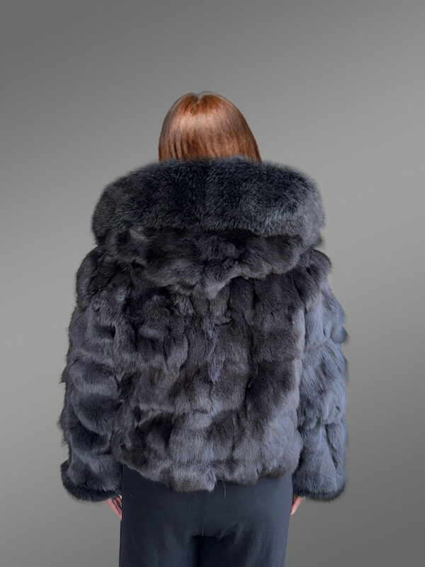 Womens Fox Fur Crop Jacket with Hood for Warmth and Fashion - Image 7