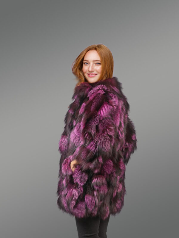 Womens Colorful Fox Fur Coat - Image 3