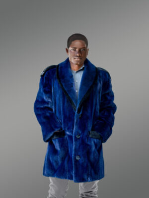Men Full Skin MInk Coat in Blue