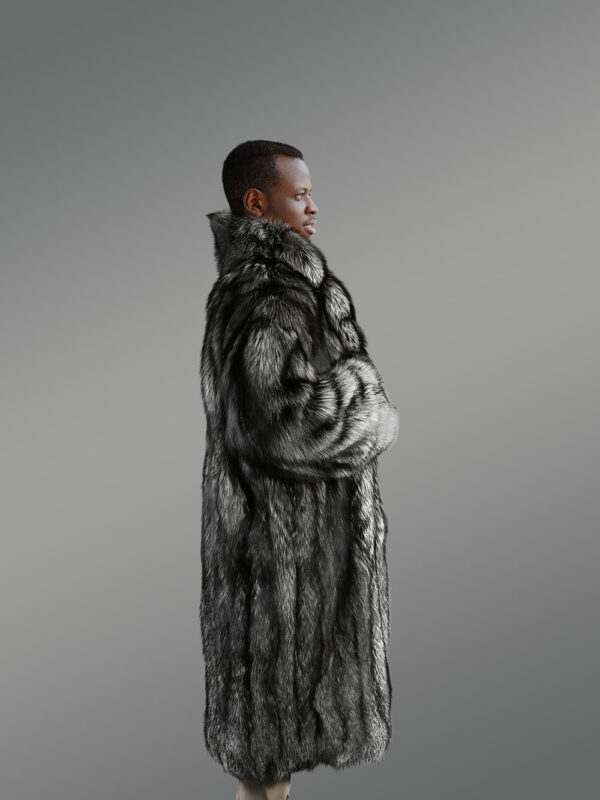 Natural Silver Fox Fur Trench Coat - Image 3