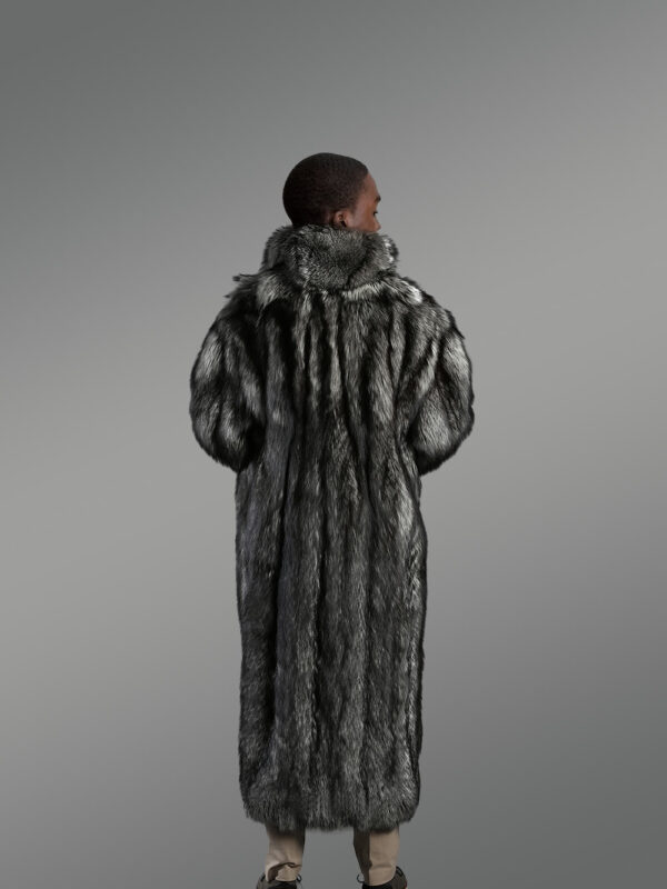 Natural Silver Fox Fur Trench Coat - Image 2