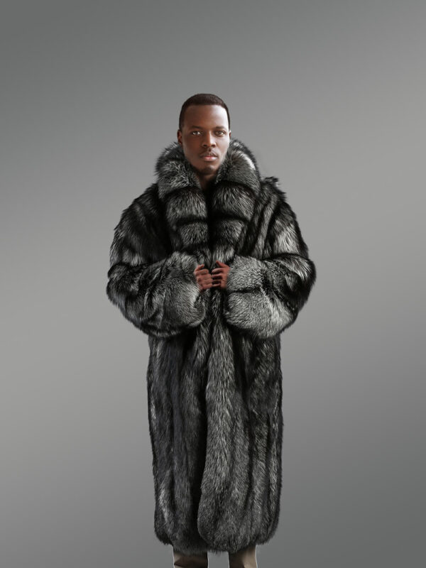 Natural Silver Fox Fur Trench Coat