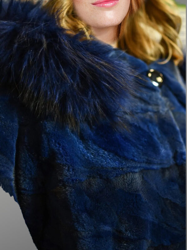 Women's Loose Fit Mink Coat with Fox Fur Trim - Image 4