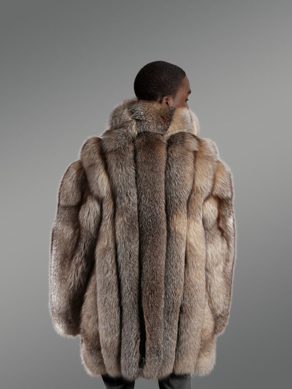 Crystal Fox Fur Coat with Vertical Pattern - Image 2