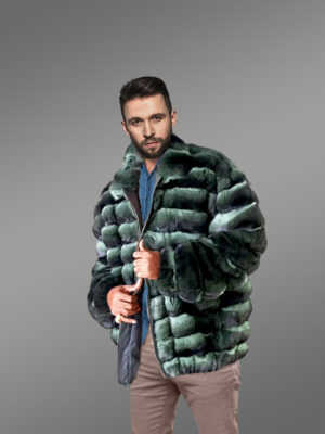Mens Bomber in Rex Rabbit Fur