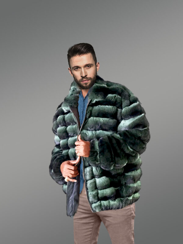 Mens Bomber in Rex Rabbit Fur