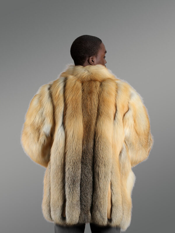 Golden Isle Fox Fur Coat with Vertical Pattern - Image 3