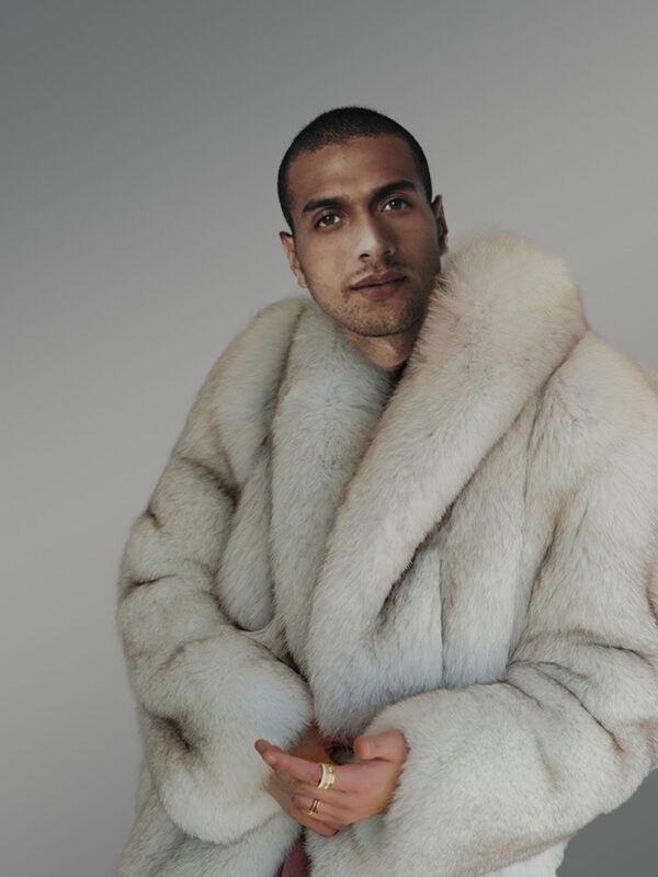 Men’s Parallel Pattern Authentic Frost Fox Fur Coat