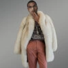 Men’s Parallel Pattern Authentic Frost Fox Fur Coat