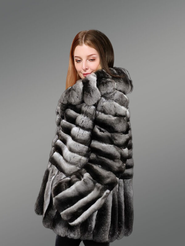 Real and Authentic Chinchilla Fur Swing Coat - Image 3