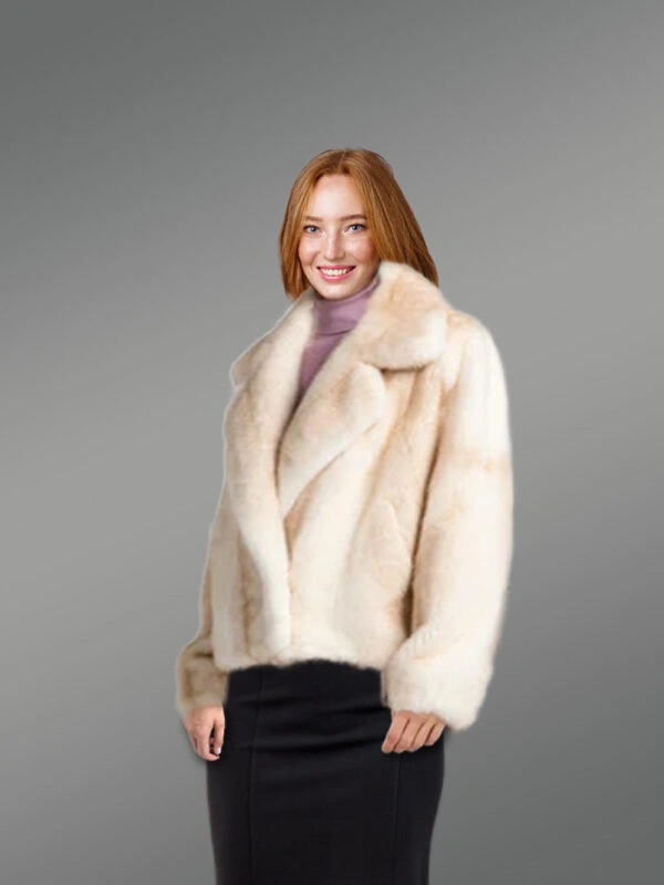 Womens Beige Mink Fur Blazer – Maximum Comfort with High-End looks - Image 2