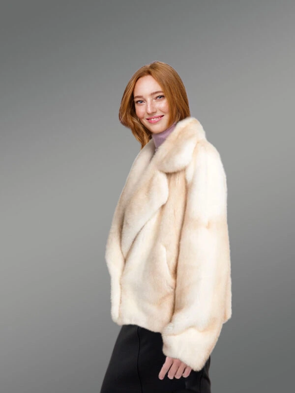 Womens Beige Mink Fur Blazer – Maximum Comfort with High-End looks - Image 4