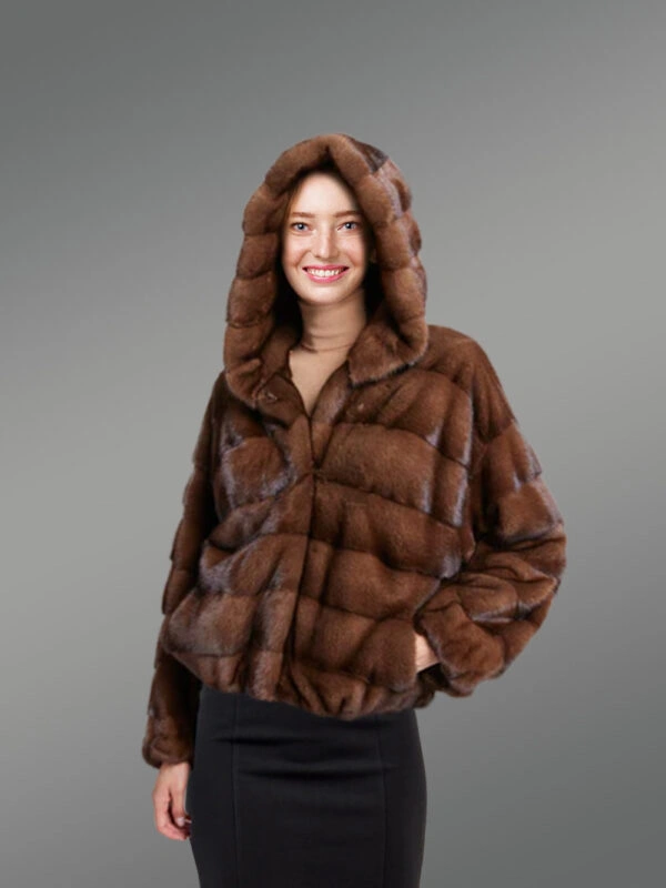 Womens Brown Mink Bomber Jacket – Look Casually Elegant & Stay Comfortable