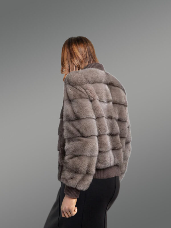 Blue Iris Mink Bomber – A Woman’s Modish Jacket with a Warm Feel - Image 2
