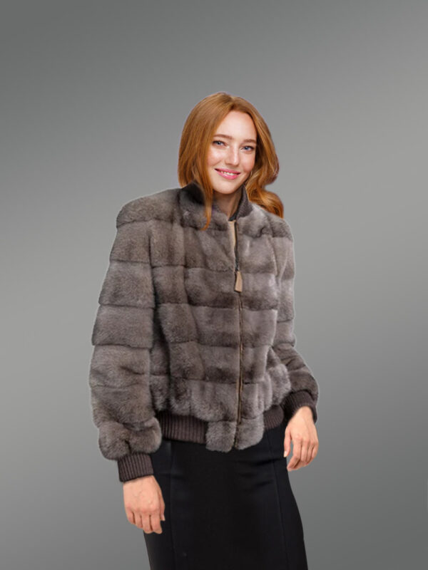 Blue Iris Mink Bomber – A Woman’s Modish Jacket with a Warm Feel - Image 4
