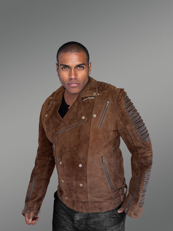 Brown Biker Jacket of Suede Leather – Luxurious Feel with Exquisite Looks - Image 2