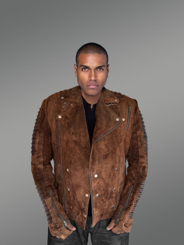 Brown Biker Jacket of Suede Leather – Luxurious Feel with Exquisite Looks - Image 4