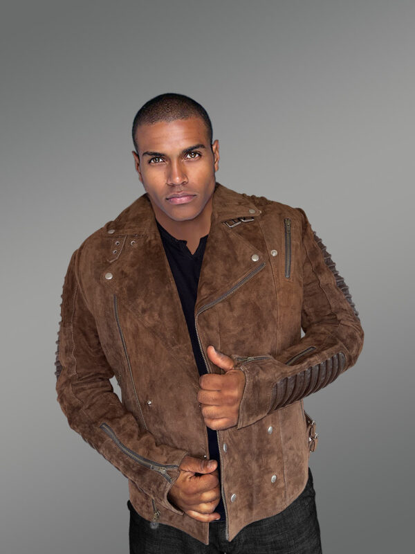 Brown Biker Jacket of Suede Leather – Luxurious Feel with Exquisite Looks - Image 7