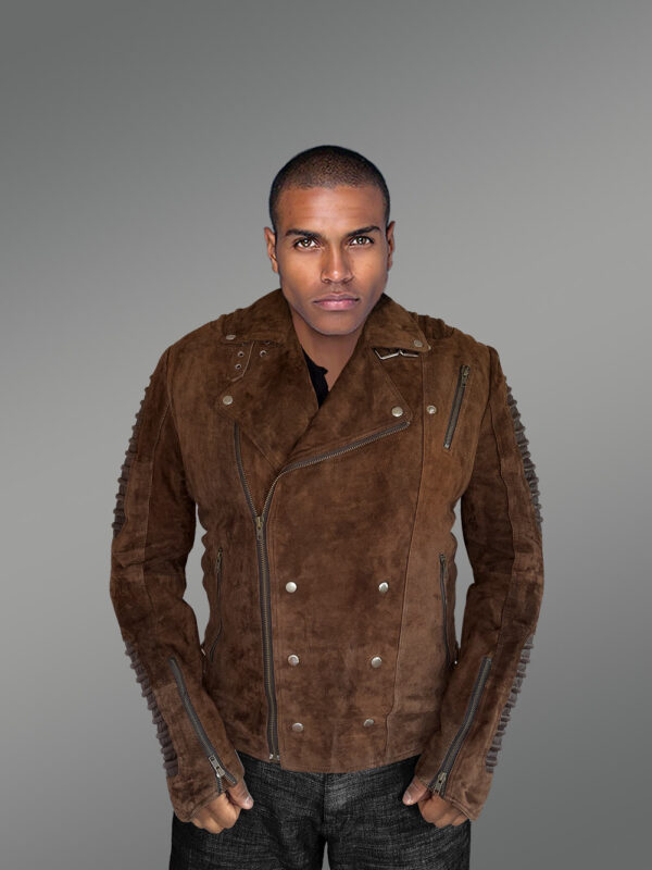 Brown Biker Jacket of Suede Leather – Luxurious Feel with Exquisite Looks