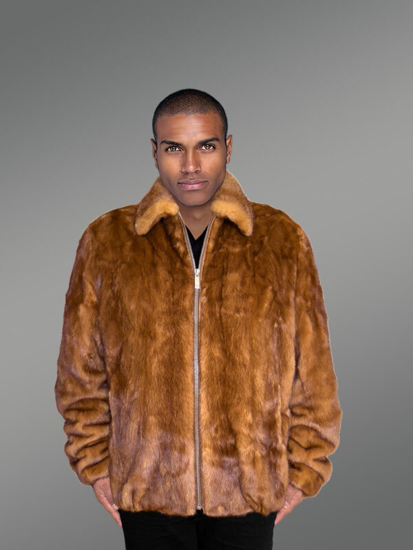 Men’s Fullskin Mink Bomber in whisky Gold