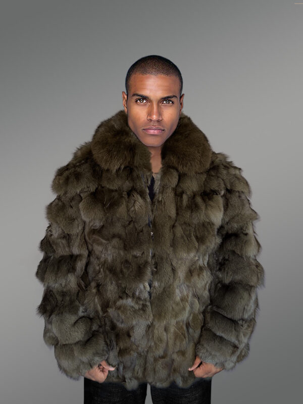 Men’s Section Fox Bomber Jacket in Olive - Image 2