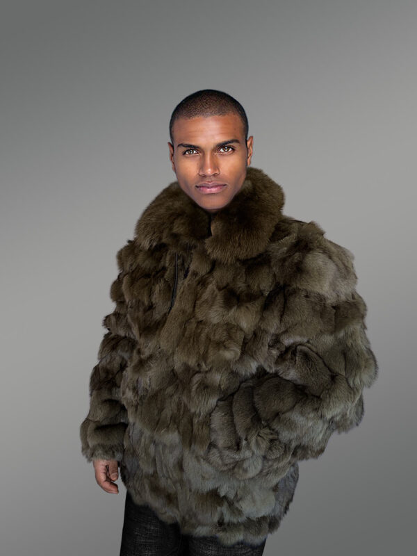Men’s Section Fox Bomber Jacket in Olive - Image 4