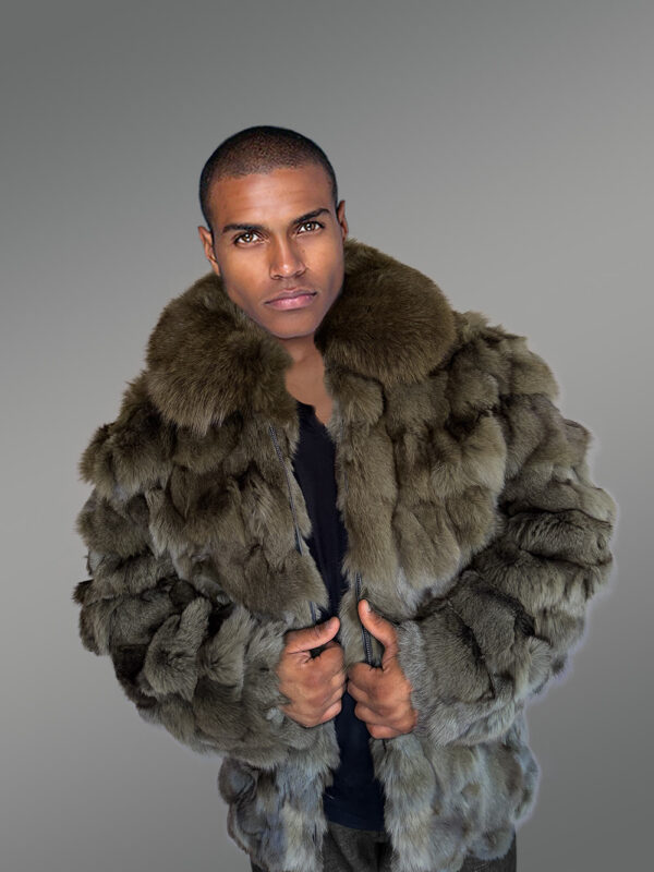 Men’s Section Fox Bomber Jacket in Olive - Image 6