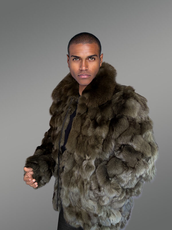 Men’s Section Fox Bomber Jacket in Olive - Image 9