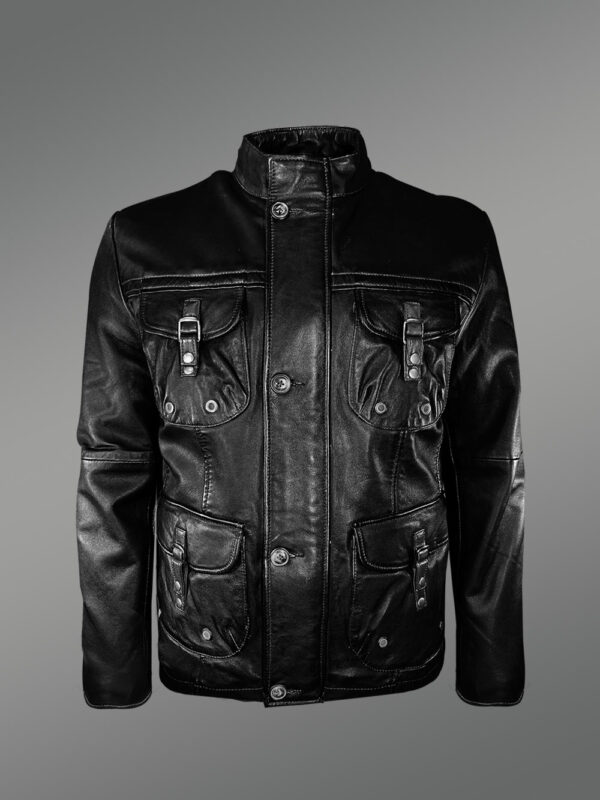 Mens Black Lambskin Leather Parka to Make a Bold Style Statement - Image 5