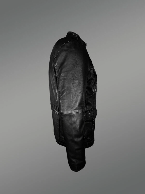 Mens Black Lambskin Leather Parka to Make a Bold Style Statement - Image 3