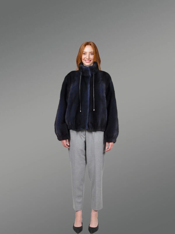 Blue Mink Bomber with Turtleneck Collar – Exceptional Warmth & Great Looks - Image 6